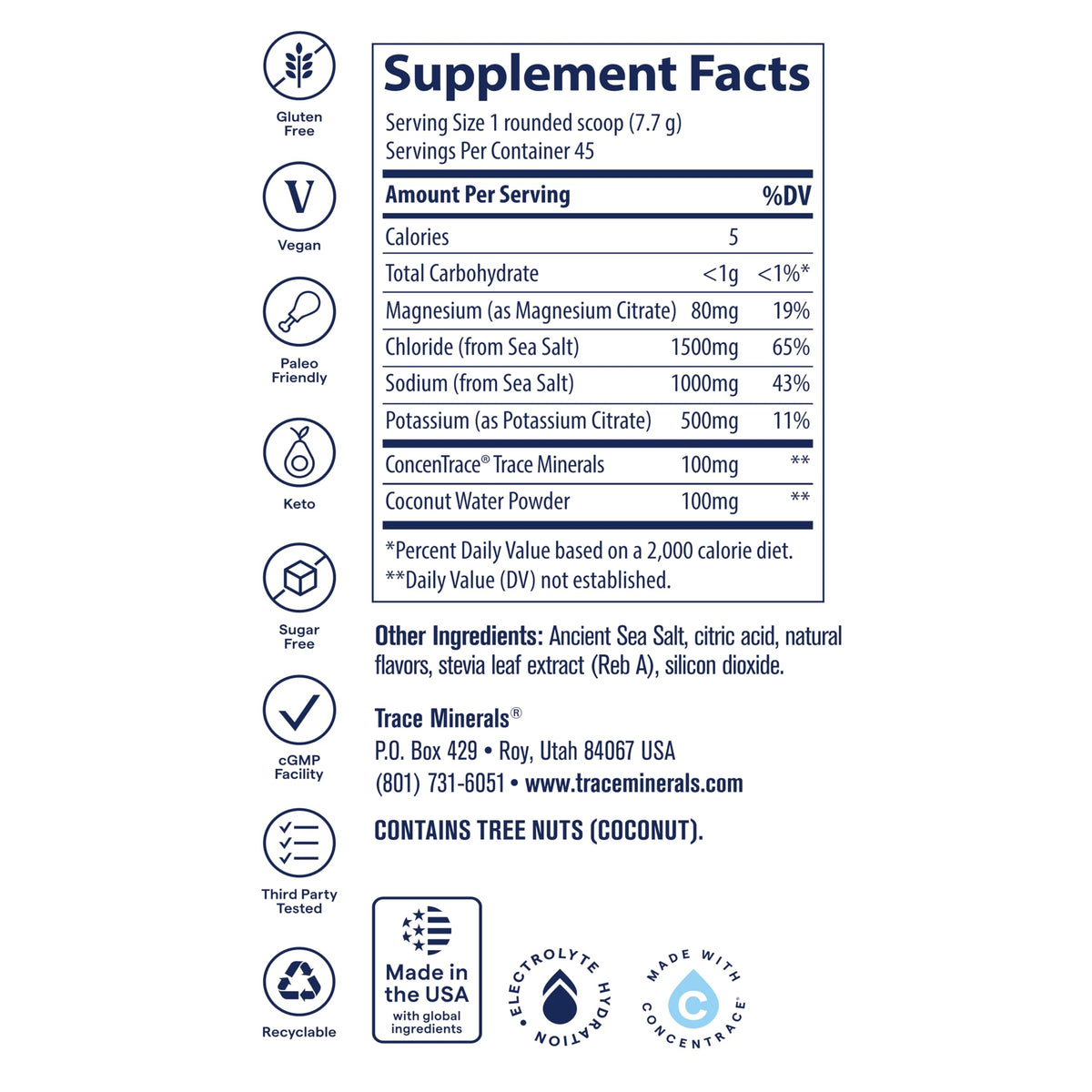Trace Minerals ZeroLyte Electrolyte Mix, Salty Watermelon, 45 Servings