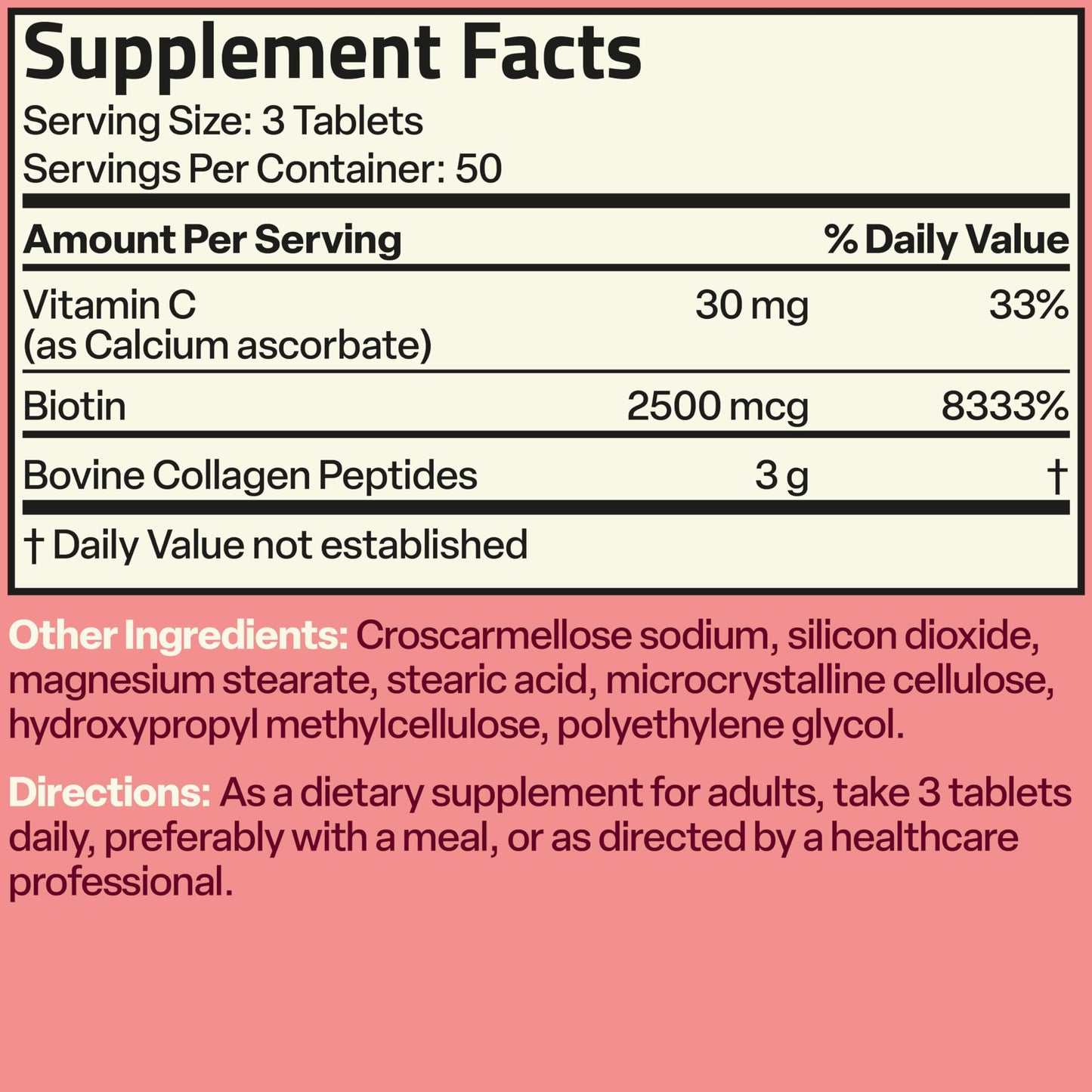 Bronson Collagen Peptides 3000mg with Biotin & Vitamin C, 90 Tablets | Hair, Skin & Nails Support, 3g Collagen per Serving, Non-GMO, Gluten-Free, Soy-Free
