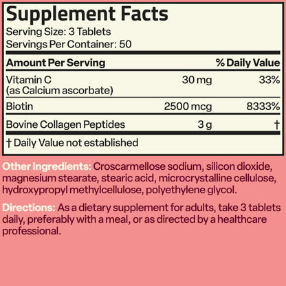 Bronson Collagen Peptides 3000mg with Biotin & Vitamin C, 90 Tablets | Hair, Skin & Nails Support, 3g Collagen per Serving, Non-GMO, Gluten-Free, Soy-Free
