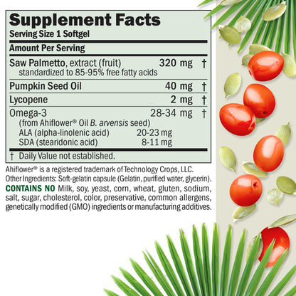 ANDREW LESSMAN Prostate Support Saw Palmetto Supplement, 60 Softgels | Comprehensive prostate support with saw palmetto, pumpkin seed oil and omega-3s for men's urinary health.