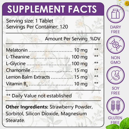CANLIST Extra Strength Melatonin 10mg Tablets, Sleep Support, Fall Asleep Faster, Non-Habit Forming Sleep Aids for Adults, Sleep Cycle Regulation, Vegan, Non-GMO & Gluten-Free, 120 Tablets
