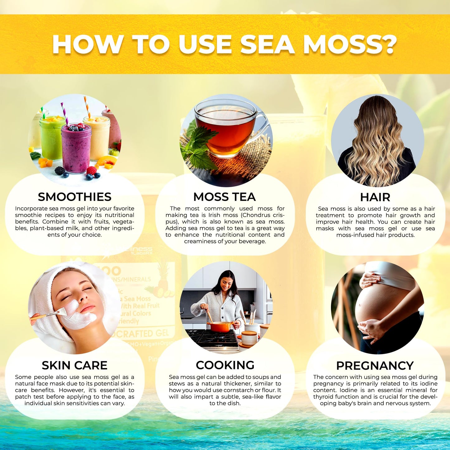 WELLNESS LABSRX Irish Sea Moss Gel Raw - Wildcrafted Superfood Seamoss Gel - Pineapple Mango Flavor, Vitamin and Mineral-Rich from Pristine Caribbean Waters - 10 oz.