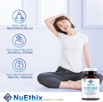 NuEthix Formulations Relaxation Supplement Bundle: Cort-Eaze Cortisol-Control Supplement, 60 Capsules, 30 Servings and Relax Liposomal, 2 Fluid Ounces, 30 Servings