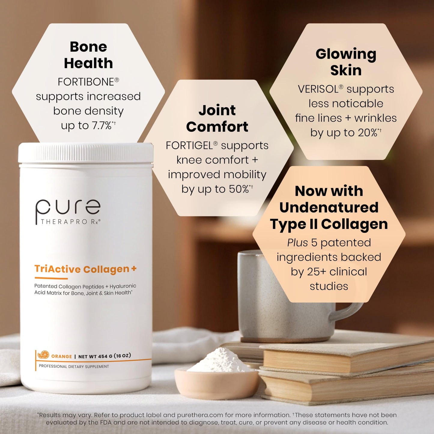 Pure Therapro Rx TriActive Collagen Plus, Collagen Powder for Hair, Skin, Nails, Bones & Joints, Hydrolyzed Collagen Powder w/Patented Peptides, Multi Collagen Protein Powder (Unflavored)