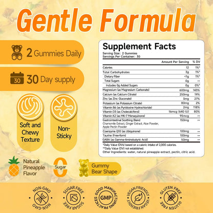 Magnesium Carbonate Gummies 600mg for Adults, 14-in-1 Sugar Free Magnesium Gummies for Relaxation, Muscle, Bone, Energy and Digestive Comfort Support, Pineapple Flavor, 60 Gummies