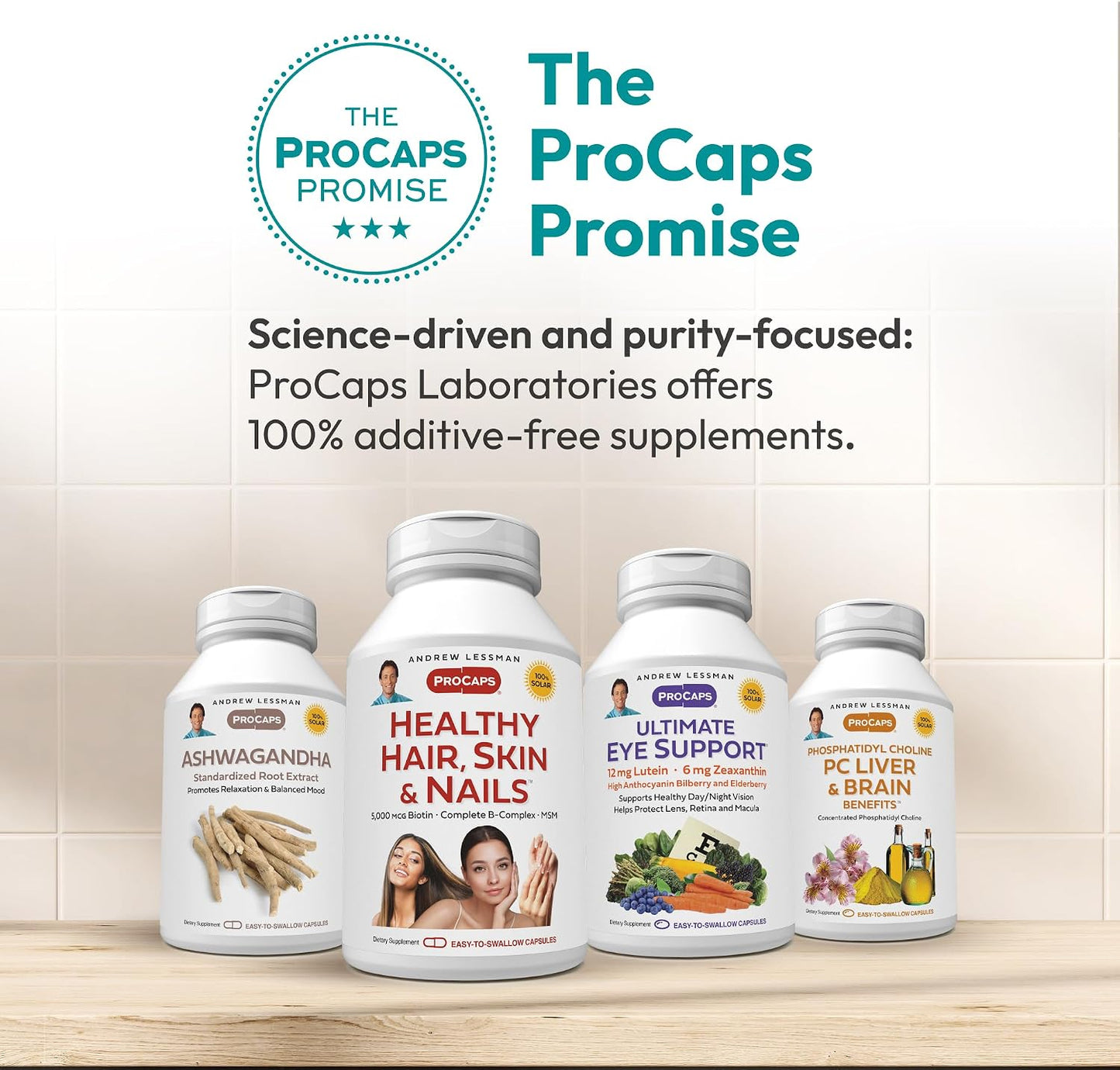 ANDREW LESSMAN ProCaps NAC 500 N-Acetyl Cysteine, 60 Capsules | 500 mg of N-Acetyl Cysteine to support glutathione production, antioxidant defenses and cellular health.