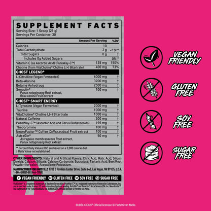 GHOST Legend Pre Workout Powder, Sonic Cherry Limeade - 30 Servings – Pre-Workout for Men & Women with Choline, L-Citrulline, & Beta Alanine for Energy & Focus