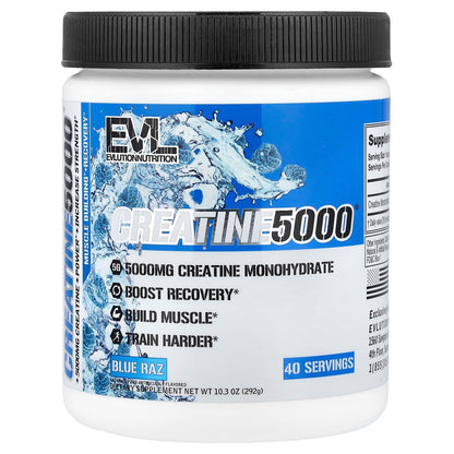 Evlution Nutrition Creatine 5000 - Supports Faster Recovery Lean Muscle Growth & Performance - Pre & Post Workout Powder - 5000mg Pure Creatine Monohydrate Per Serving - 60 Servings - Unflavored
