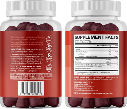 Nitric Oxide Beet Root Gummies with L-Arginine, NO Gummies, 90 Count | Vegan, Non-GMO Nitric Oxide Supplement for Energy, Endurance, and Recovery, Green Apple and Cinnamon Flavor, 30 Servings