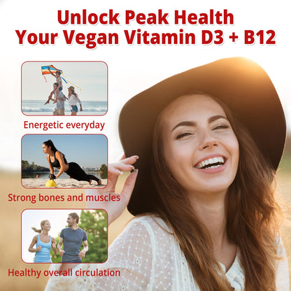 NEVISS 2Pack Vegan Vitamin D3 + Vitamin B12 Gummies, High Potency D3 5000IU & 1000 mcg Methylated B12, Vitamin D3 and B12 for Adults, Support Bone Health, Immune & Energy Supplement, 120 Count