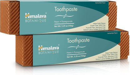 Himalaya Botanique Neem & Pomegranate Toothpaste, Mint, 5.29 oz, 2 Pack