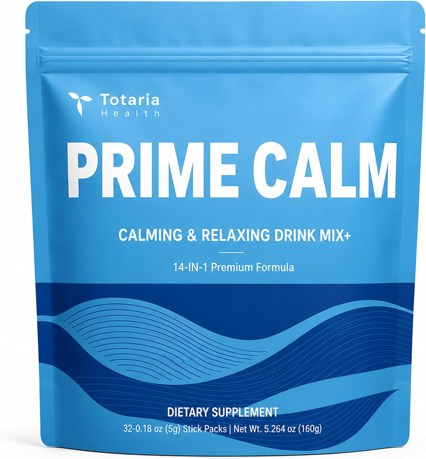PrimeCalm Drink Mix | Cortisol Reducer* Stress Mood & Sleep Aid with Magnesium Glycinate, Ashwagandha, L-Theanine, 10B Probiotic, No Sugar, 32 Ct.