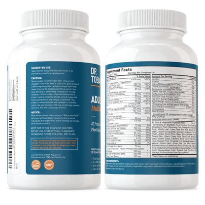 Dr. Tobias Adult Multivitamin for Women & Men, Energy & Immune Support from 42 Fruits