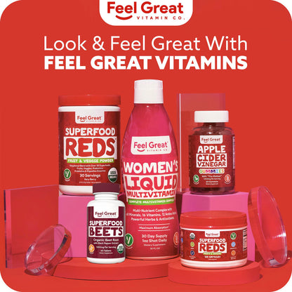 Organic Beet Root Powder Supplements (Tablets) by Feel Great Vitamin Co.| Beets Nitric Oxide Supplement | Red Beet Powder Support Healthy Circulation with Natural Nitrates for Natural Energy*