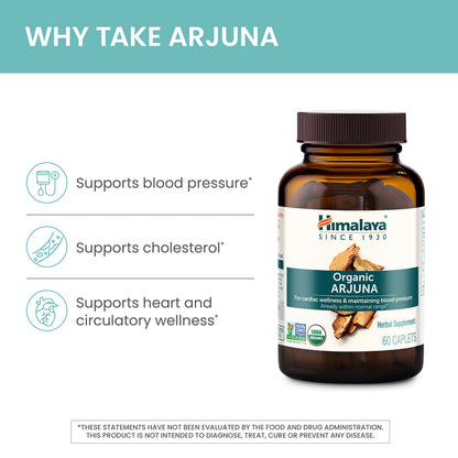 Himalaya USDA Organic Arjuna Capsules, Heart Health, 700 mg, 60 Caplets