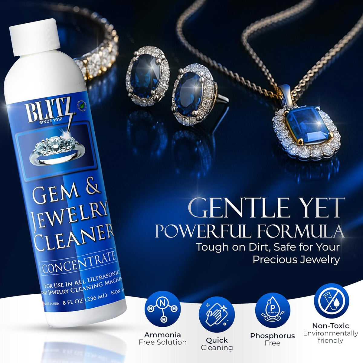 Blitz Gem & Jewelry Cleaner Concentrate Refill for Ultrasonic Machines 8 oz