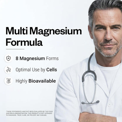 SuperSmart Multi Magnesium Formula (Previously Optimag) - Full Spectrum 8 Active Forms - Fight Magnesium Deficiency | Non-GMO & Gluten Free - 120 Vegetarian Capsules