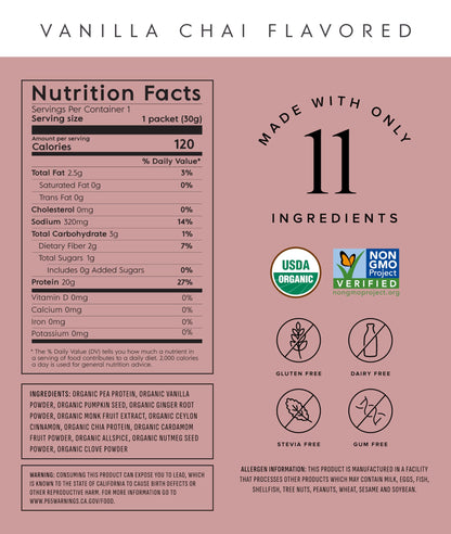 Truvani Organic Plant Based Protein Powder | Strawberry | 10 Servings | Vegan | 20g Pea Protein | Single Serving Travel Packets | Keto | Gluten & Dairy Free | Low Carb