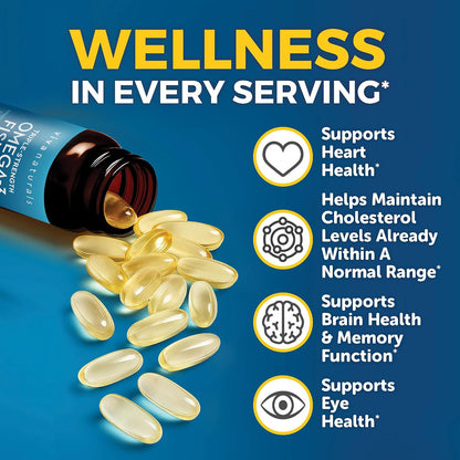 Omega 3 Fish Oil Supplement for Women and Men - 2500 mg Triple Strength Fish Oil per Serving with Omega 3 Fatty Acids Including EPA, DHA DPA - 180 Pescatarian-Friendly Softgels