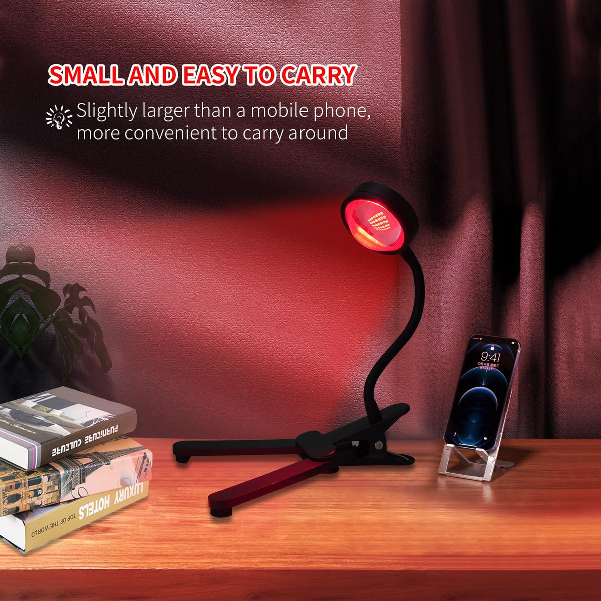WTINTELL Red Light Therapy for Face, 660nm LED Red Light Therapy Light with Clip, Suitable