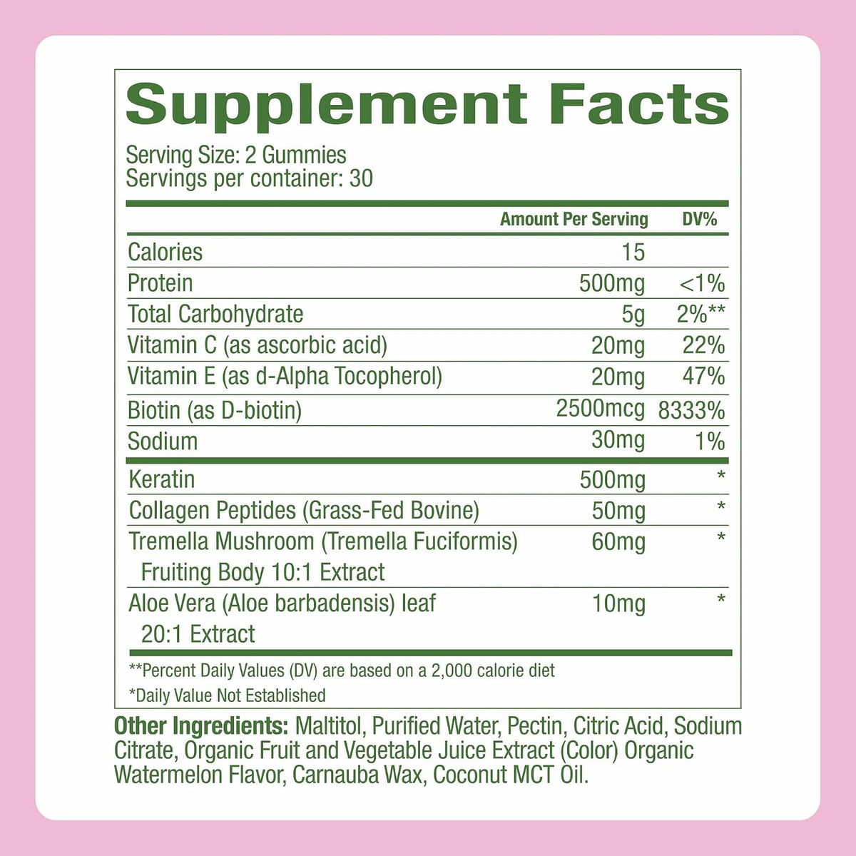 Plant People WonderBeauty Hair Gummies, Watermelon Flavor, 60 Ct
