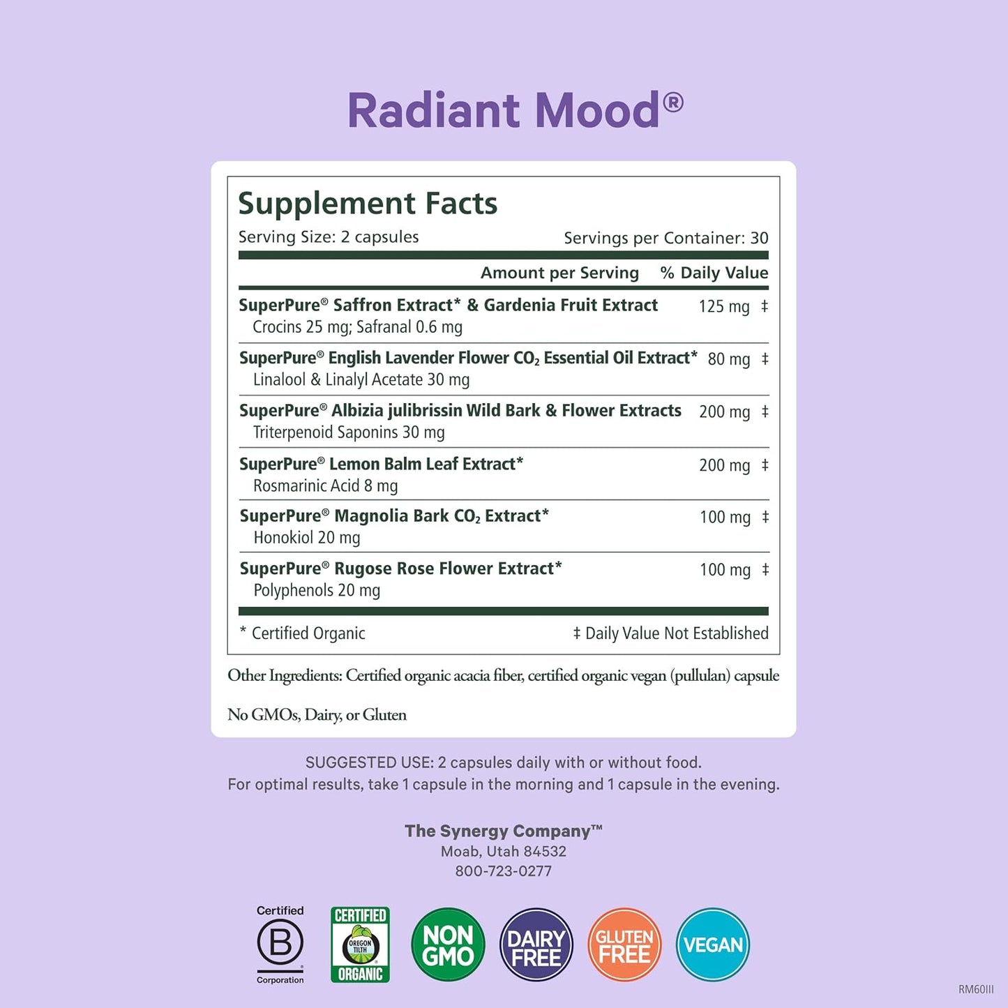 PURE SYNERGY Mood and Adrenal Support Bundle | Mood Support Supplement with Organic Saffron Extract | USDA Organic Vitamin C | Vitamin B Complex Made with Whole Foods | Non-GMO and Vegan
