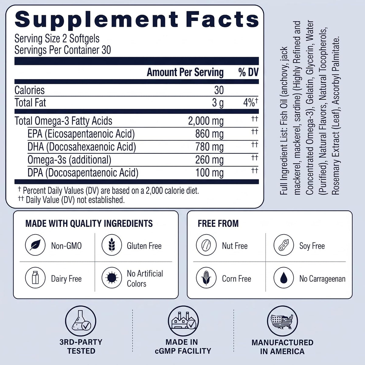 Utzy Naturals MarineIQ | High-Potency Omega-3 for Brain Health | 60 Softgel