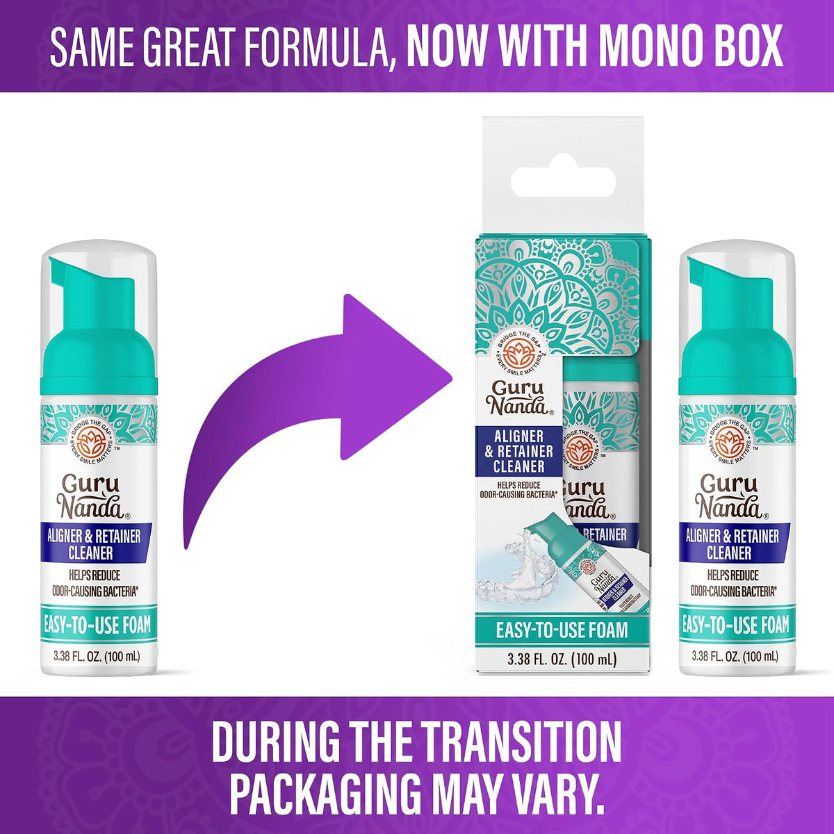 GuruNanda Aligner & Retainer Cleaner Foam – Gentle Cleaning for Aligners, Retainers, Veneers & Mouthguard, Helps Neutralize Odors, Ideal for Daily Use, 100 ml