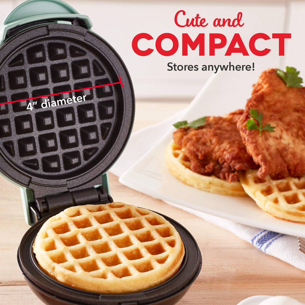 DASH Mini Maker for Individual Waffles, Hash Browns, Keto Chaffles with Easy to Clean