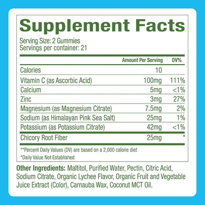 Plant People WonderHydrate Sugar Free Electrolyte Gummies, Lychee (42 Ct)