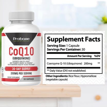 Probase Nutrition CoQ10 (Ubiquinone) 30 Capsules 30-Day Supply