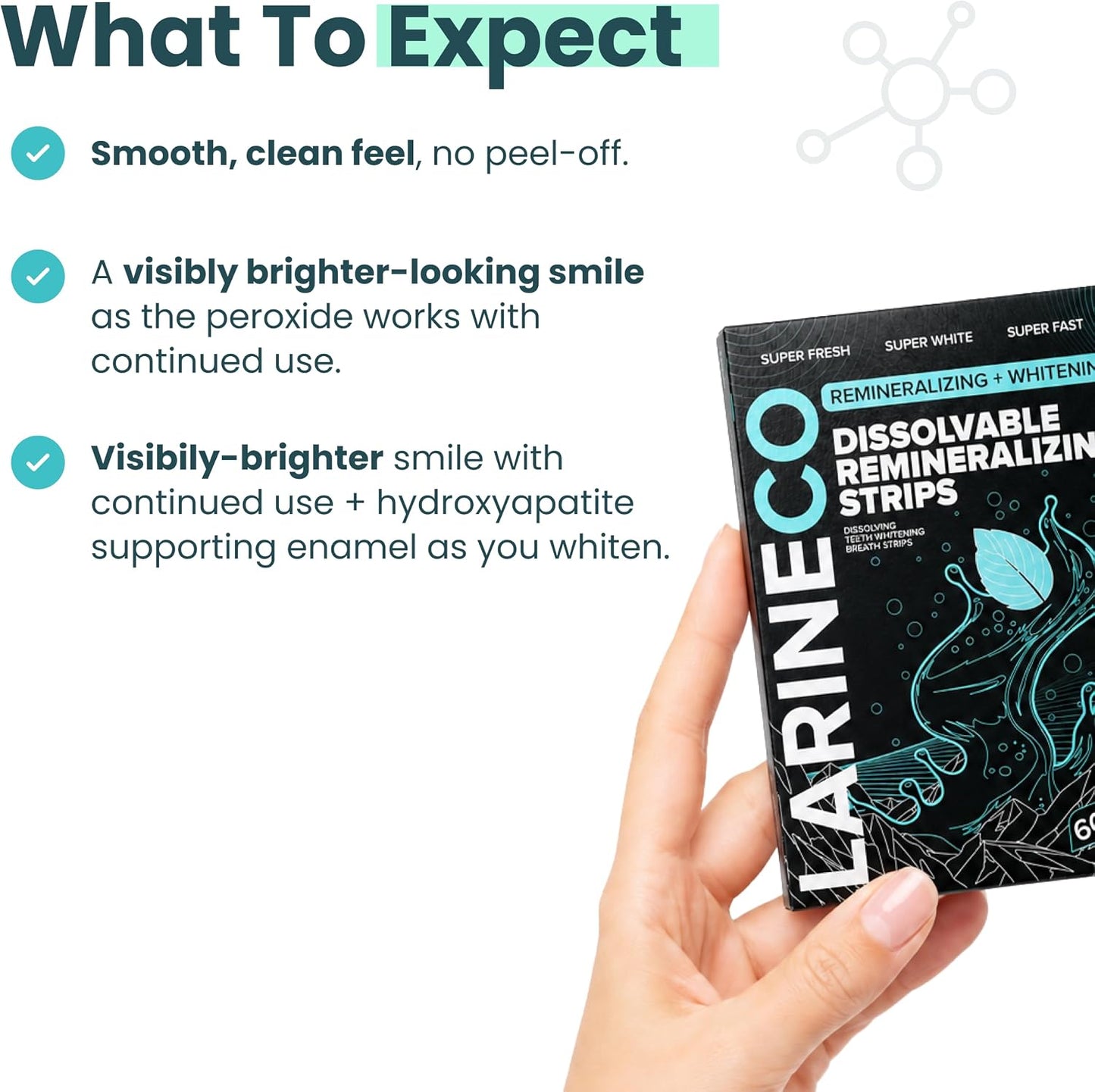 Larine Dissolvable Remineralizing Strips – Whitening Oral Care with Hydroxyapatite – Dissolvable Teeth Strips for Fresh Breath & Smooth Mouthfeel – Daily Oral Care Support