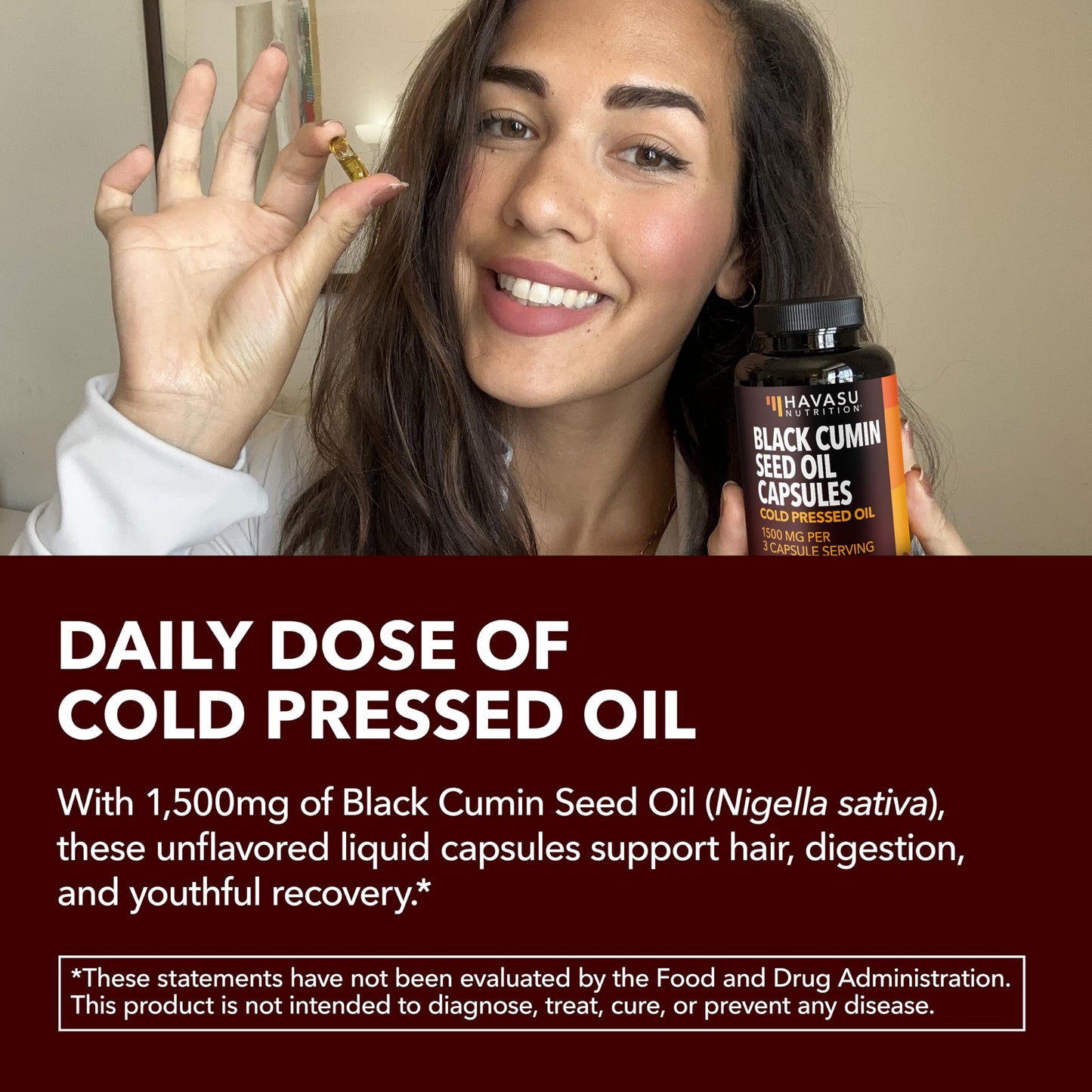 Black Seed Oil Capsules, Vegan, Non-GMO, Cold-Pressed Nigella Sativa, 90ct | 1500mg Per Serving Black Cumin Supplement for Skin Health, Immune Function, and Digestive Health, Unflavored, 30 Servings