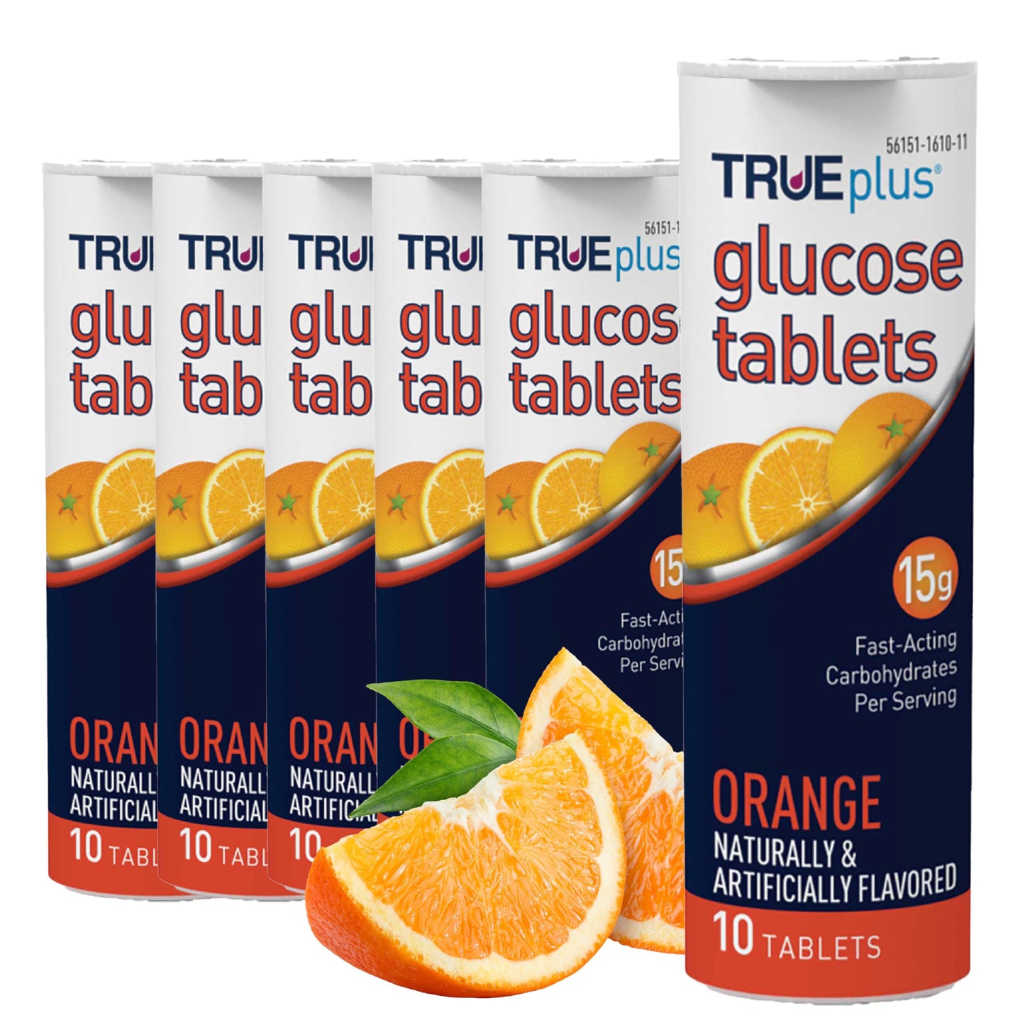 TRUEplus Glucose Tablets, Raspberry Flavor, 10 Count, 6 Tubes | Chewable Tablets, 15g Fast-Acting Carbohydrates, Fat Free, Gluten Free, Boosts Energy, Great Tasting and Easy to Use