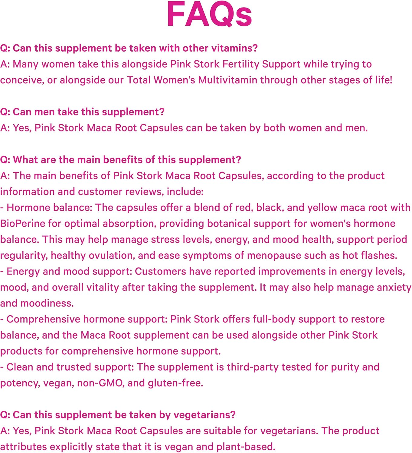 Pink Stork Organic Maca Root Capsules for Women, 1500 mg, 60 Count | With BioPeirne, Hormonal Balance, Menstrual Health, Energy, + Vitality Support, Perimenopause Comfort