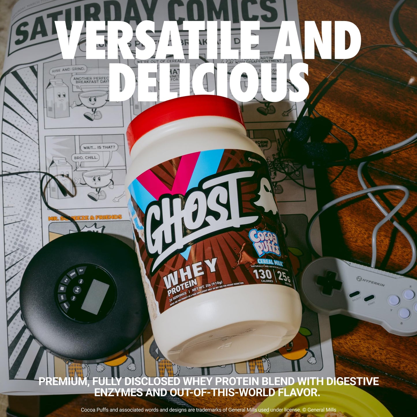GHOST Whey Protein Powder, Cinnabon - 2LB, 25G of Protein - Cinnamon Roll Flavored Isolate, Concentrate & Hydrolyzed Whey Protein Blend - Post Workout Shakes - Soy & Gluten Free
