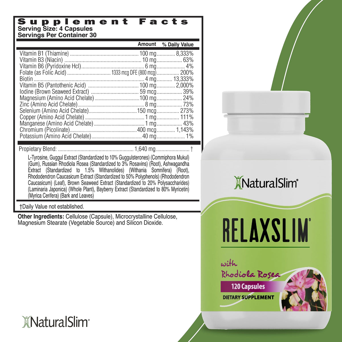 Naturalslim Relaxslim for Metabolism, Helps Control Appetite, Fat & Stress Support - Adaptogen Supplements