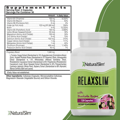 Naturalslim Relaxslim for Metabolism, Helps Control Appetite, Fat & Stress Support - Adaptogen Supplements