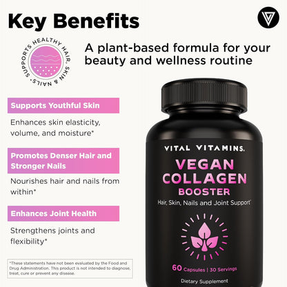 Vital Vitamins Vegan Collagen Booster 60 ct + Hyaluronic Acid Capsules 60 ct