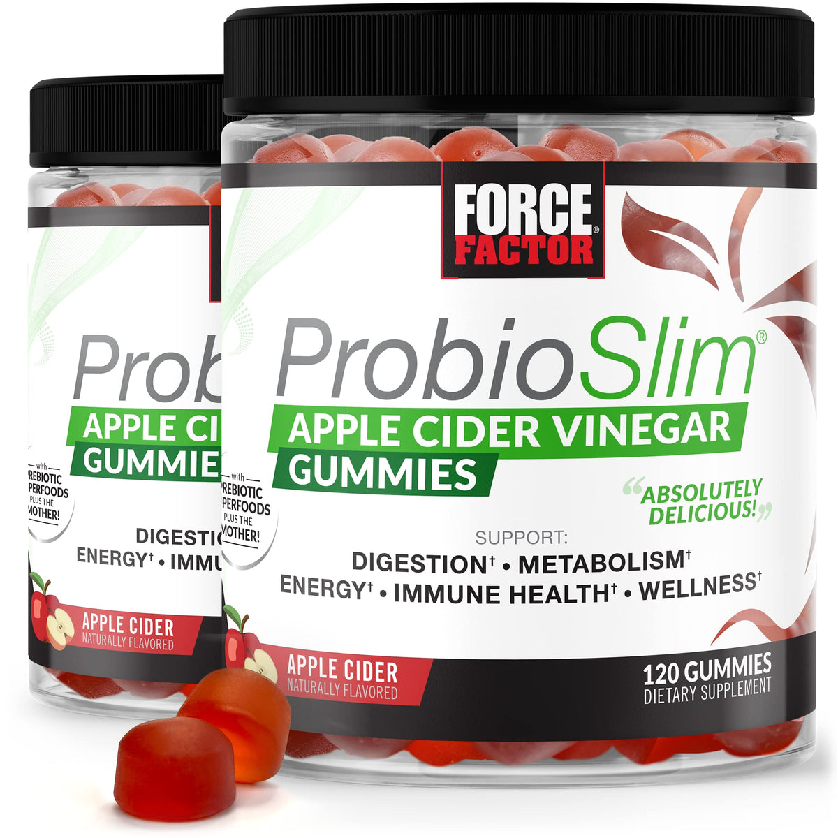 FORCE FACTOR ProbioSlim Apple Cider Vinegar Gummies Organic LactoSpore Prebiotics
