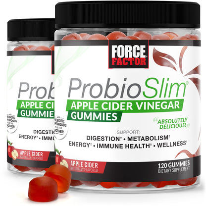 FORCE FACTOR ProbioSlim Apple Cider Vinegar Gummies Organic LactoSpore Prebiotics