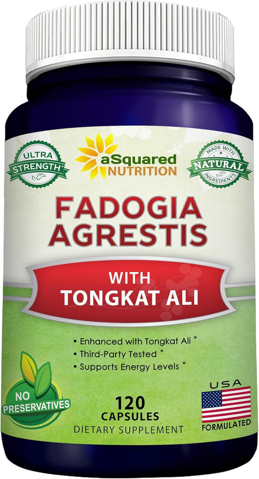Fadogia Agrestis with Tongkat Ali - 1000mg Per Serving - 120 Capsules | Fadogia Agrestis & Tongkat Ali Extract Supplement - Powder Complex Pills for Men and Women