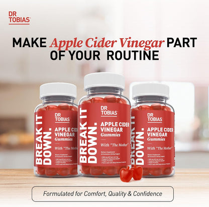 Dr. Tobias Apple Cider Vinegar Gummies with The Mother 60 Count | Digestive & Daily Wellness Support | 500 mg ACV | Folate + B6 + B12 + Iodine | Vegan | 30 Servings