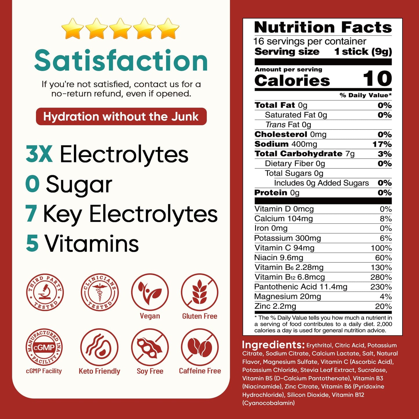 Venture Pal Sugar Free Electrolyte Packet, Liquid Daily IV Hydration Powder | 5 Vitamins & 7 Electrolytes, Instantly Hydration Packets for Sports & Party Recovery, Vegan, Keto Friendly, 16 Sticks
