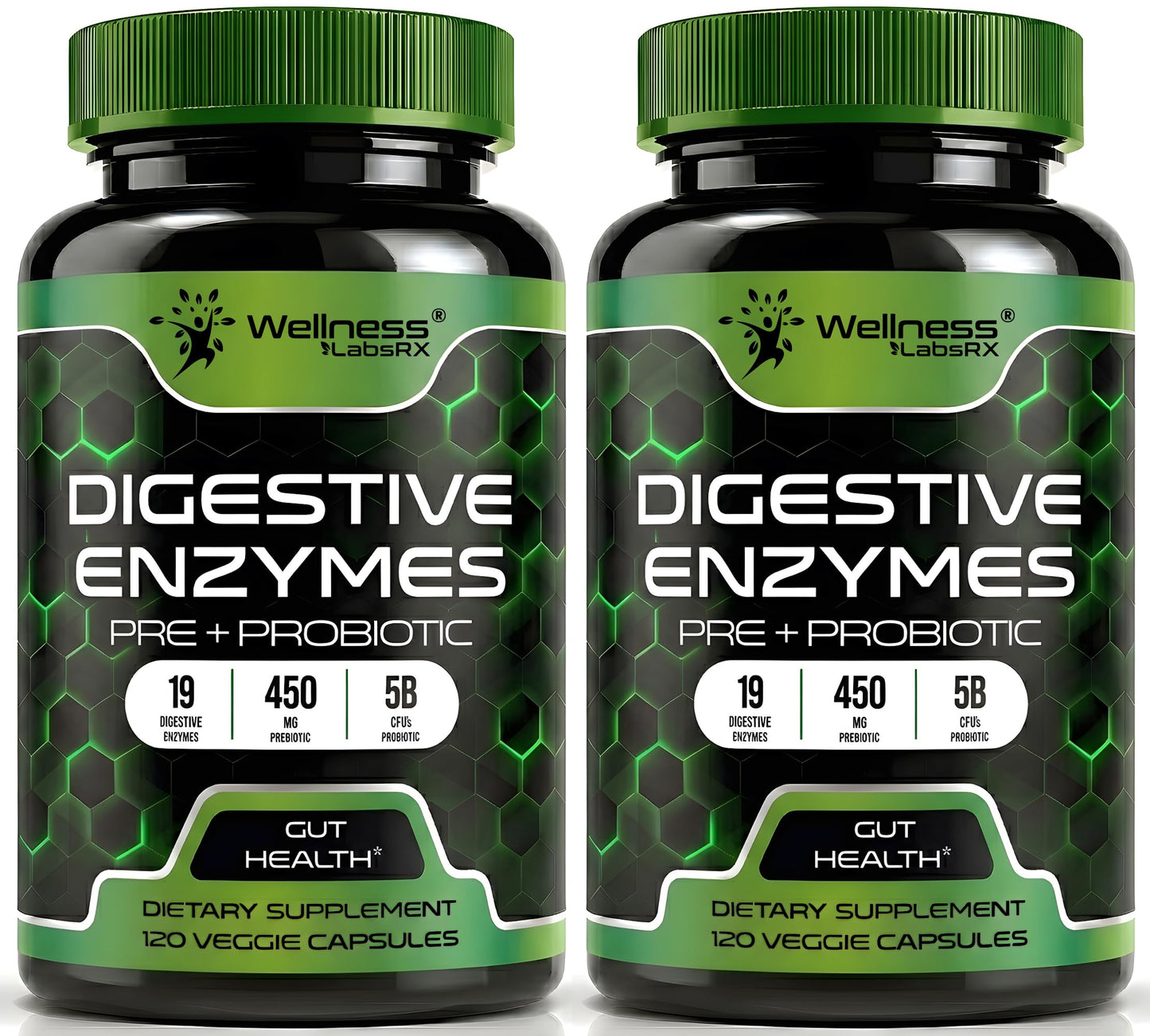 Digestive Enzymes with Probiotics and Prebiotics, 450mg, 5 Billion CFUs - Pure Super Digestion Capsules - Digestive Enzymes for Women & Men Support Digestion & Gut Health - 120 Count