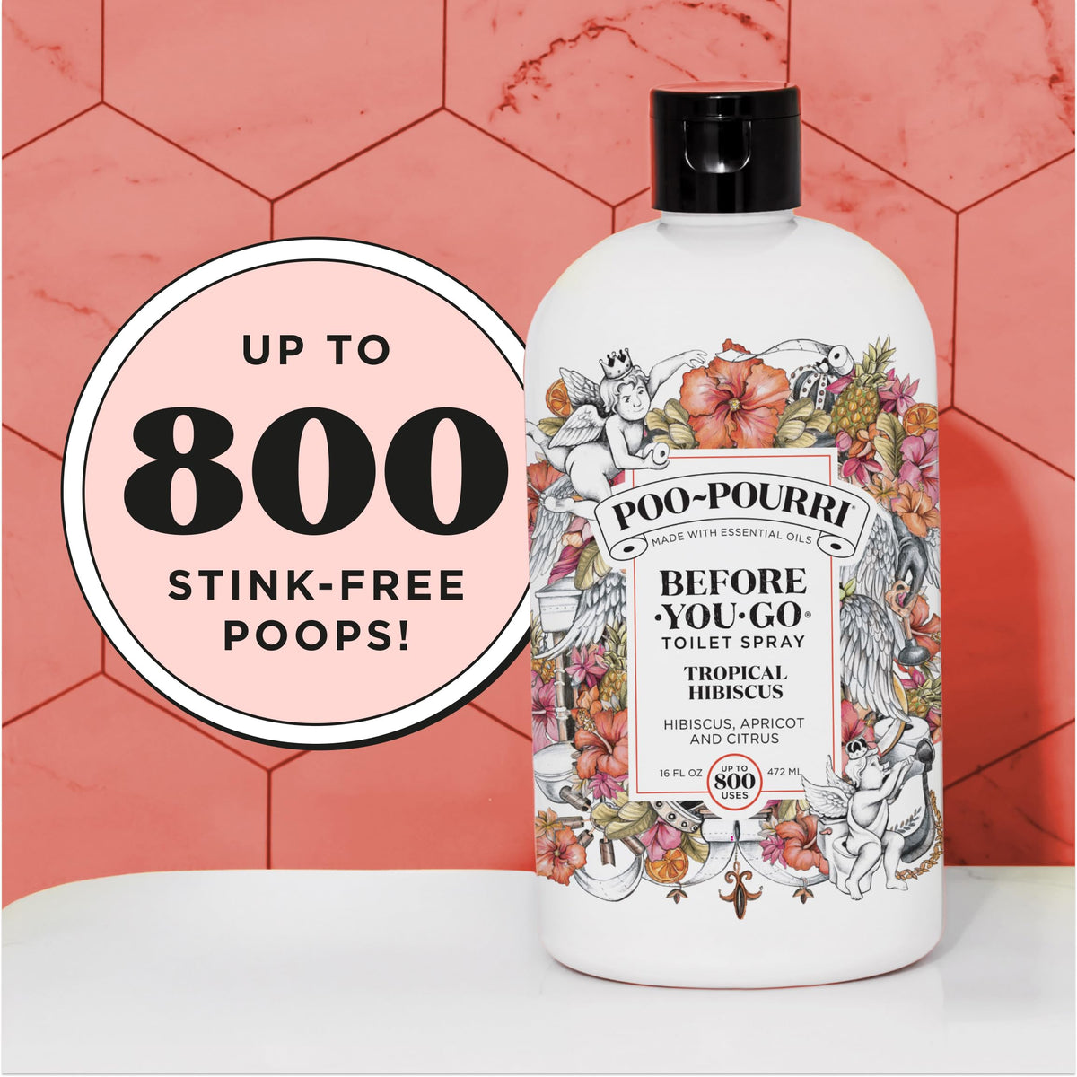 Poo-Pourri Before-You-Go Toilet Spray, Tropical Hibiscus, 2 Fl Oz - Hibiscus, Apricot and Citrus