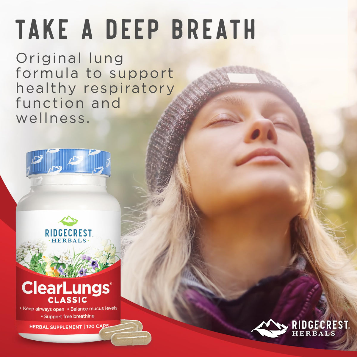 Ridgecrest Herbals ClearLungs Classic, Daily Health Supplement, Natural Lung and Nasal