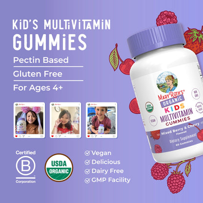 MARYRUTH'S Kids Vitamins | Multi | 1 Month Supply | Multivitamin Gummies for Ages 4+ | Multivitamin for Kids | Vegan | Only 2 Gummies a Day | 60 Count
