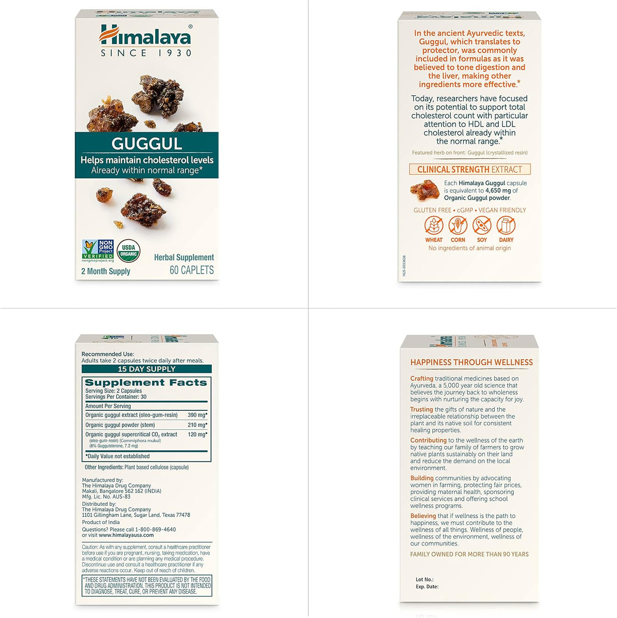 Himalaya Guggul Extract Supplement, HDL & LDL Support,720 mg, 60 Capsules