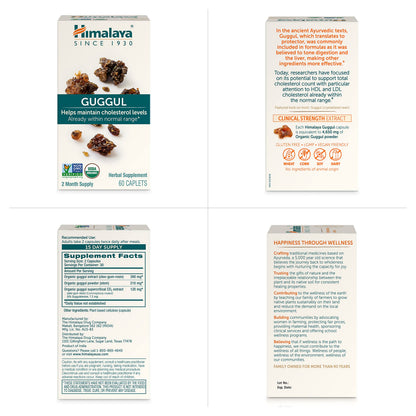 Himalaya Guggul Extract Supplement, HDL & LDL Support,720 mg, 60 Capsules